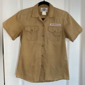 Vintage 80s Camp Beverly Hills Khaki Safari Work Shirt